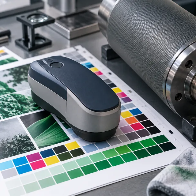 Controlul culorii cu spectrofotometru și probe de tipar